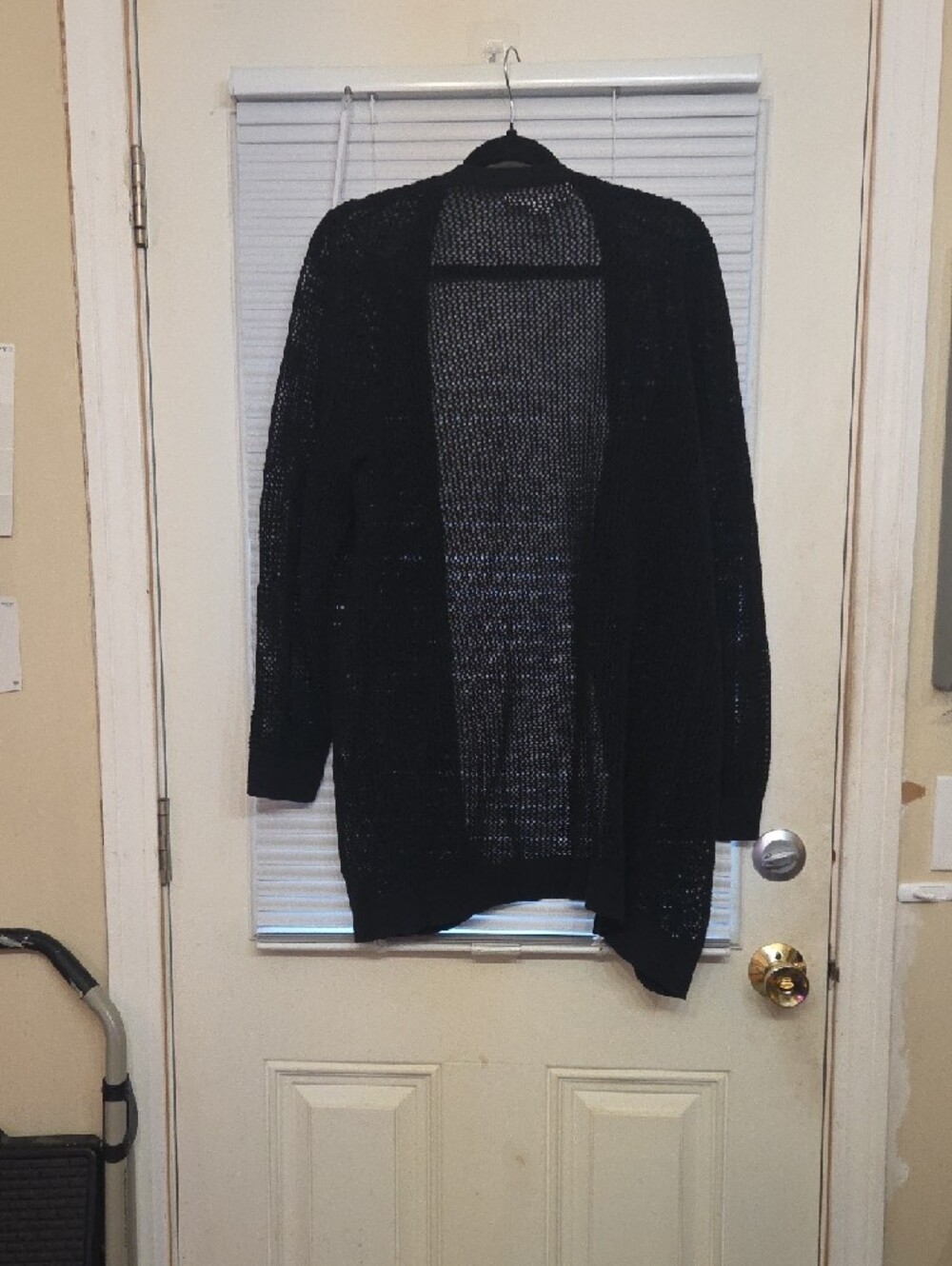 Workshop Republic Clothing Black Open-Front Mesh Knit Cardigan - Picture 4 of 5